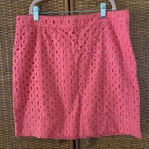 J.Crew salmon color cotton eyelet skirt NWT size 6